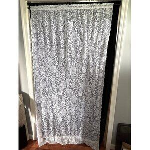 White Lace Curtain Panels 80"L x 42"W Floral Pattern